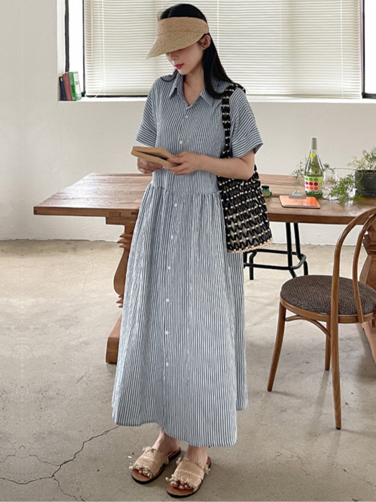 Korean Style A Line Shirt Dress - Retro Kore Tarzı Bol Kesim İnceltici