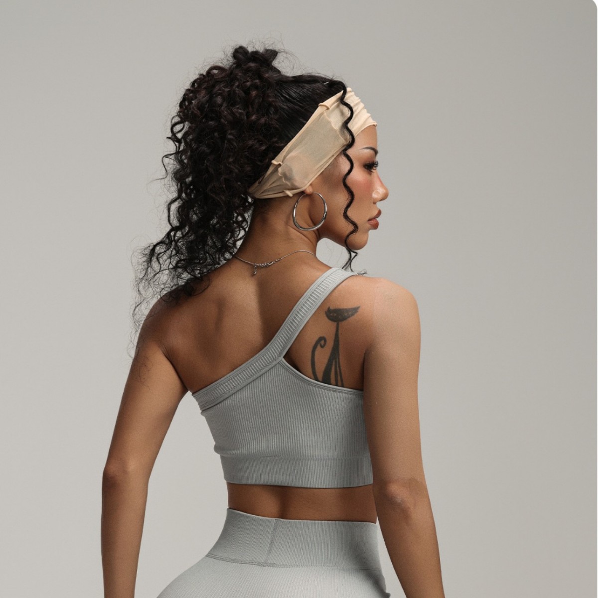 Seamless Ribbed Workout Tank Top - Kadınlar İçin Tek Omuzlu Nervürlü Spor