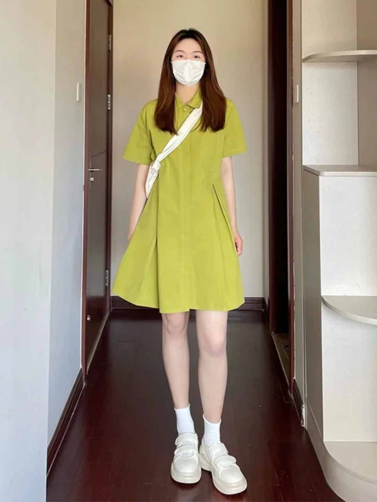 Korean Style A Line Shirt Dress - Artı Boyutu Yaka Elbise Kadın Gevşek