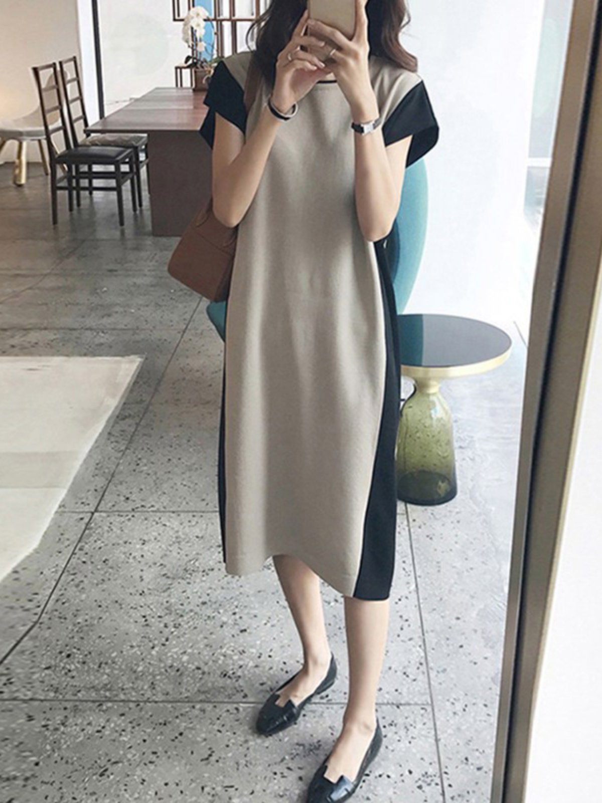 Korean Style A Line Shirt Dress - Zayıflama Etkili Orta Boy Yelek Tişört