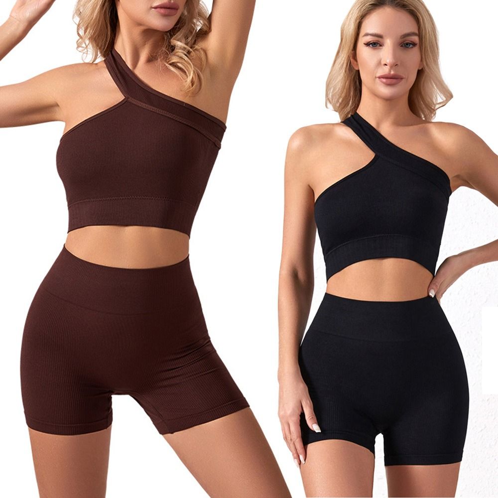 Seamless Ribbed Workout Tank Top - 2 Parça Günlük Dikişsiz Kadın Spor