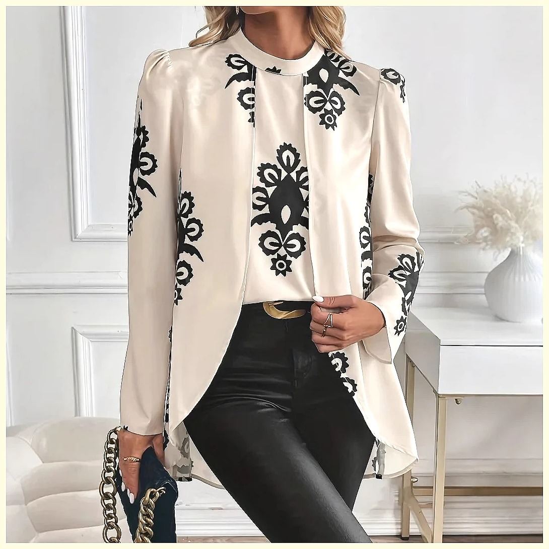 Blouses - 2026 Moda Kadın Uzun Kollu Baskılı