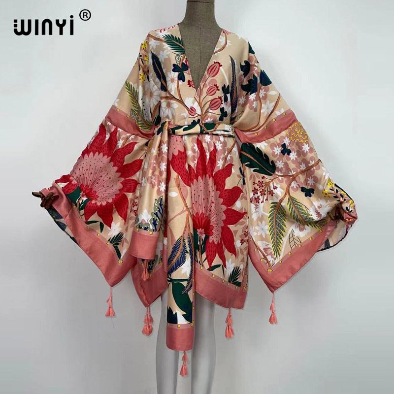 Boho Summer Beach Maxi Dress - WINYI Kadınlar İçin Sonbahar Elbiseleri Hırka