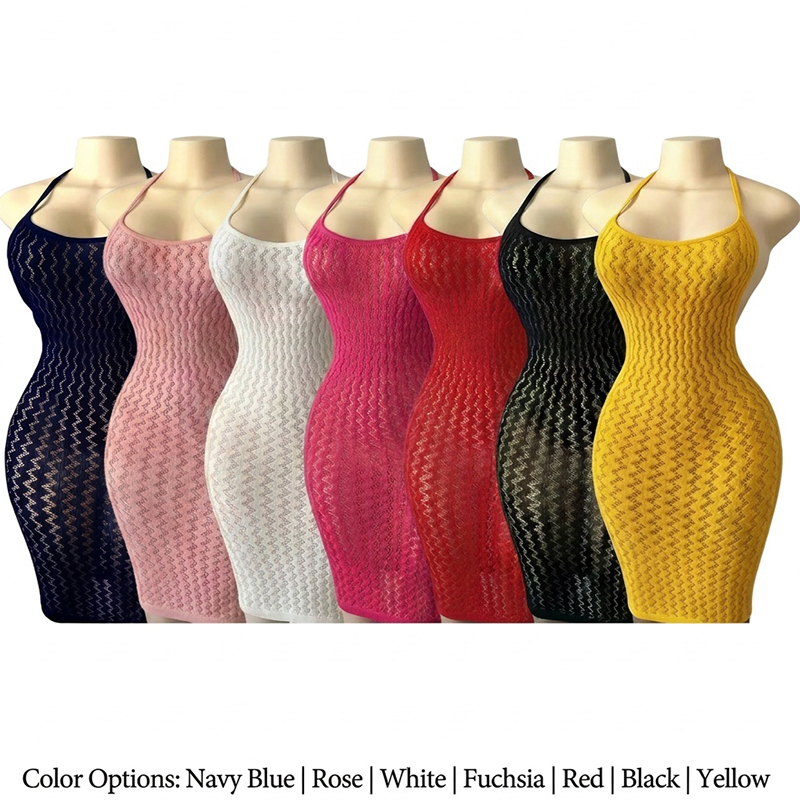 Sexy Mesh Sheer Bodycon Dress - Fileli Plaj Elbisesi Kadınlar İçin Delikli