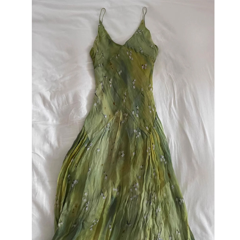 French Vintage Floral Midi Dress - 2025 Yeni Vintage Zarif Fransız Çiçek