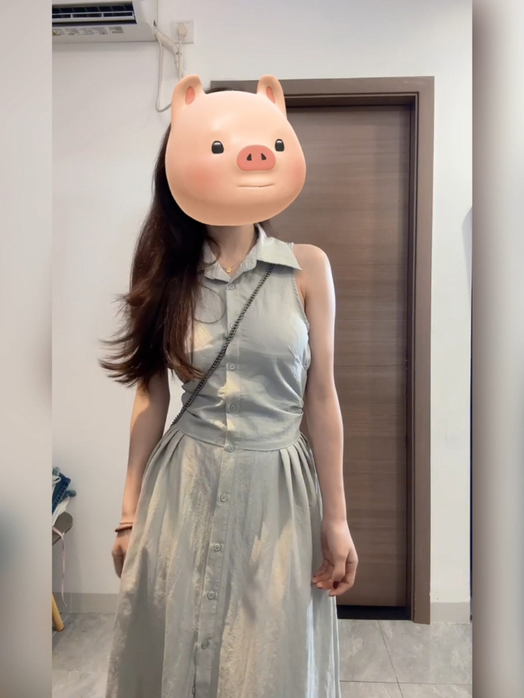 Korean Style A Line Shirt Dress - XZY Şık Günlük Yaka Kolsuz Gömlek