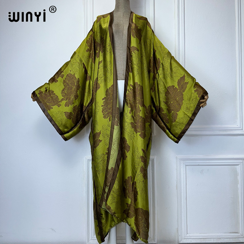 Boho Summer Beach Maxi Dress - WINYI Afrika boho baskı Kimono uzun