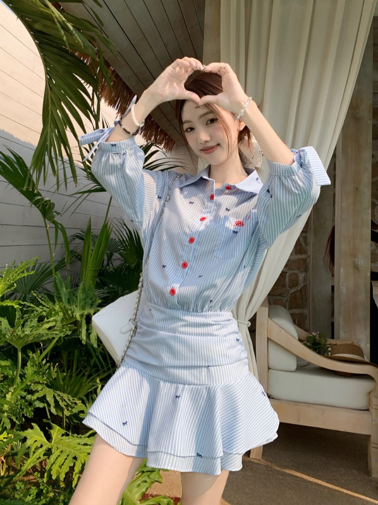 Kore Tarzı Günlük Çizgili Göml - Korean Style A Line Shirt Dress incelemesi ve fiyatı