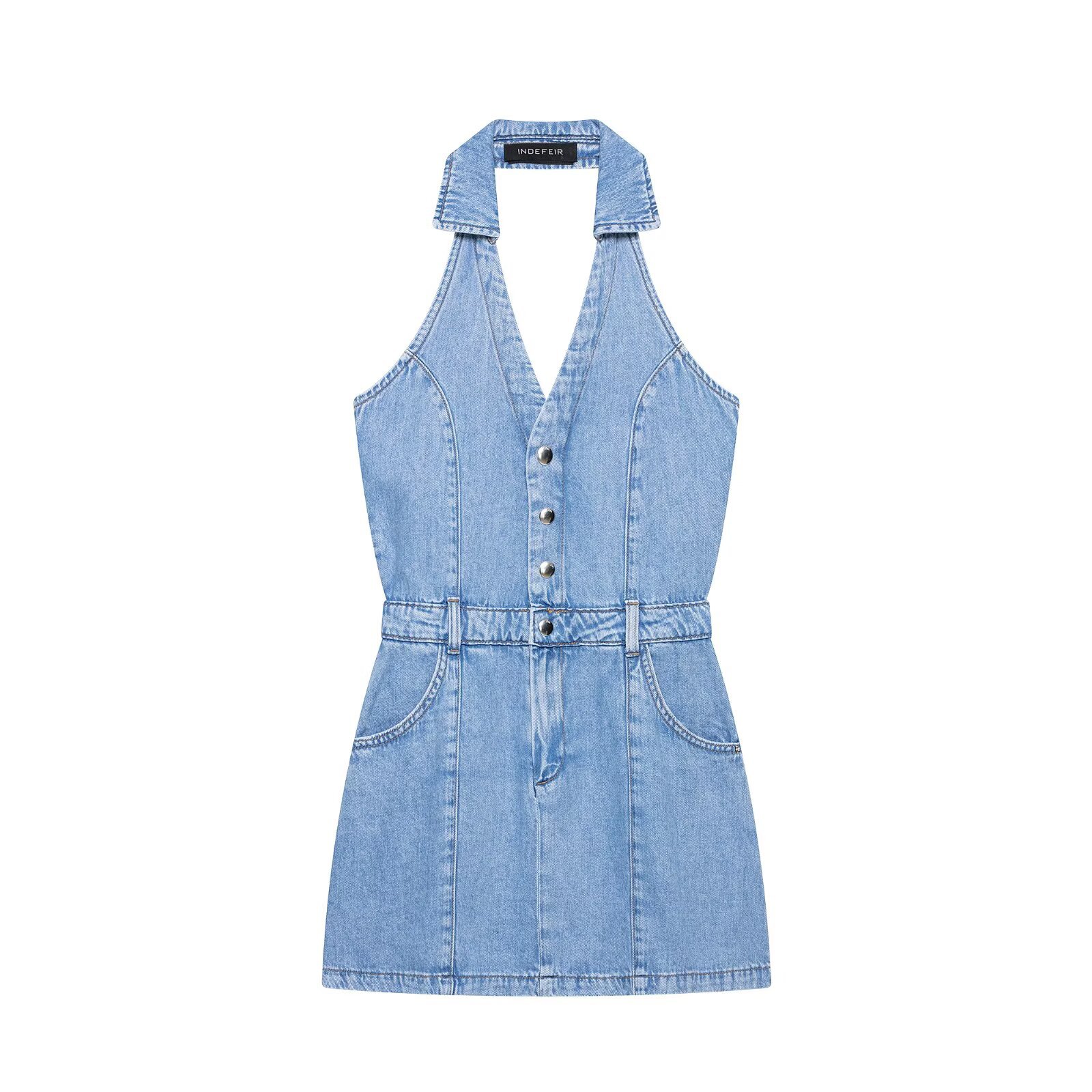 Y2K Halter Denim Mini Elbise K - Y2K Backless Halter Mini Dress incelemesi ve fiyatı