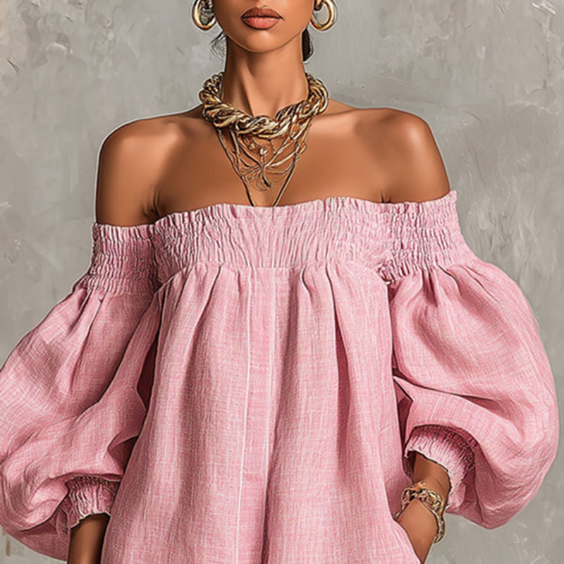 2026 Yaz Yeni Omuzları Açık Pu - Off Shoulder Puff Sleeve Sundress incelemesi ve fiyatı