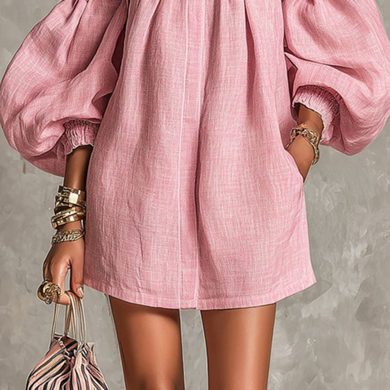 Kadınlar İçin Tek Renk Omuzlar - Off Shoulder Puff Sleeve Sundress incelemesi ve fiyatı
