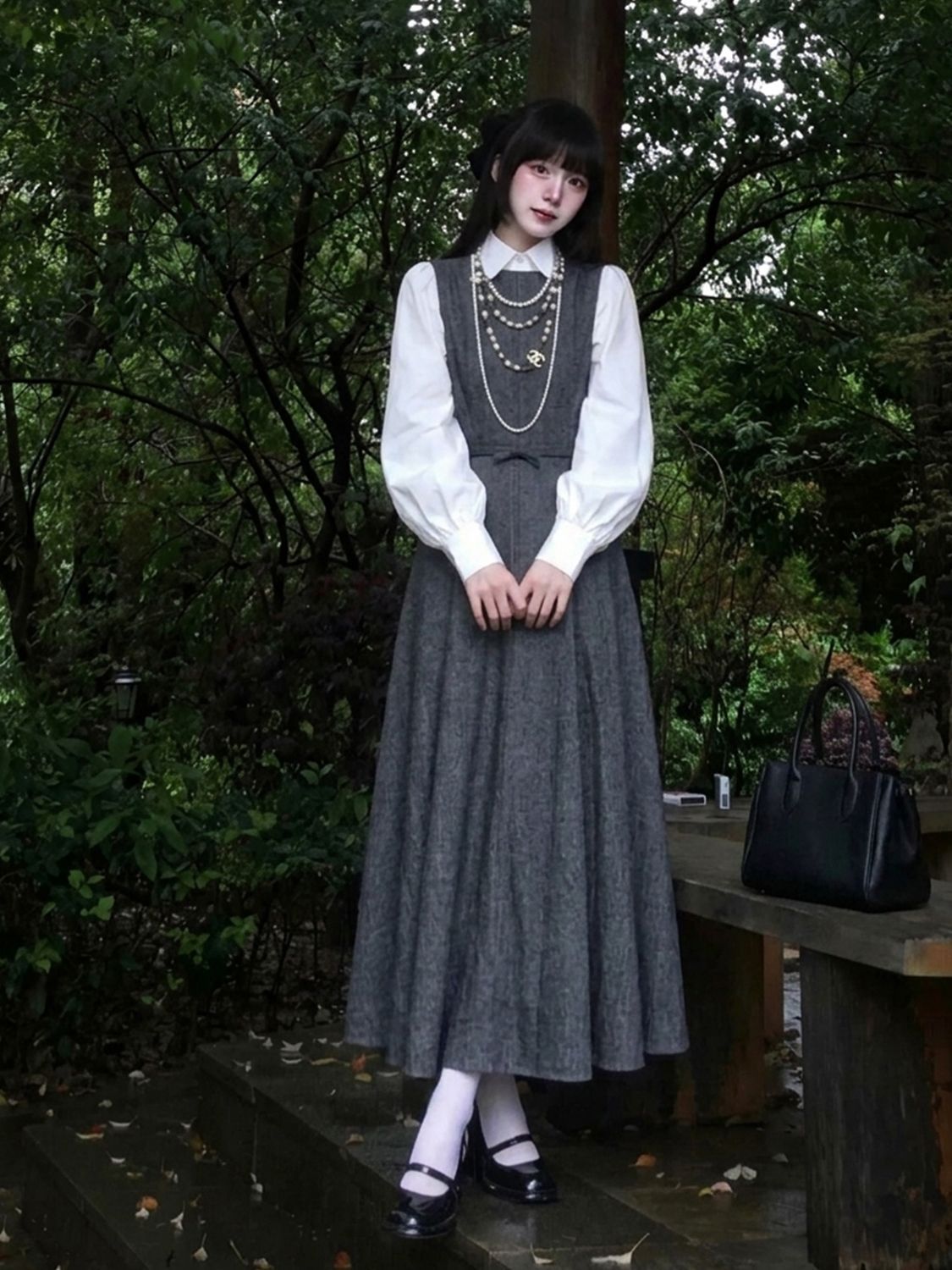 Kore Hepburn Stili 2 Parçalı E - Korean Style A Line Shirt Dress incelemesi ve fiyatı