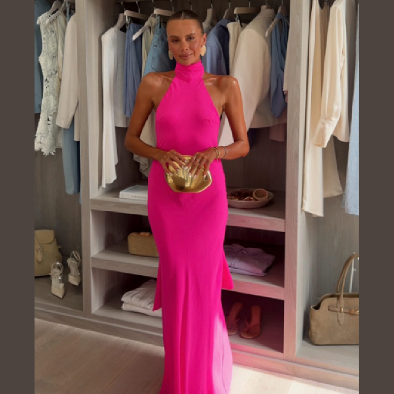 Kadınlar İçin Halter Saten Uzu - Elegant Satin Evening Gown Split incelemesi ve fiyatı