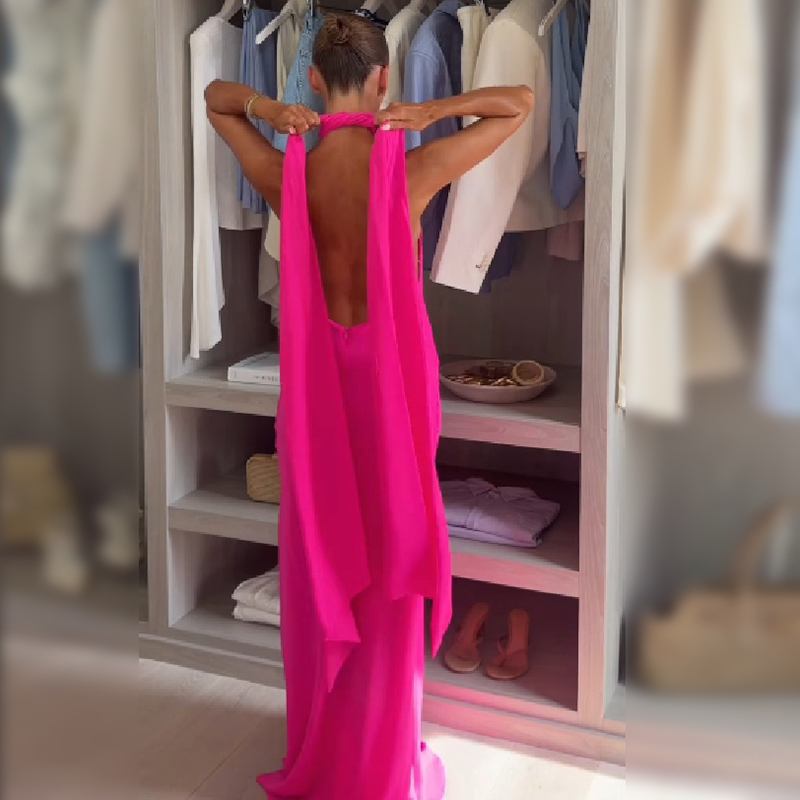 Kadınlar İçin Halter Saten Uzu - Elegant Satin Evening Gown Split incelemesi ve fiyatı