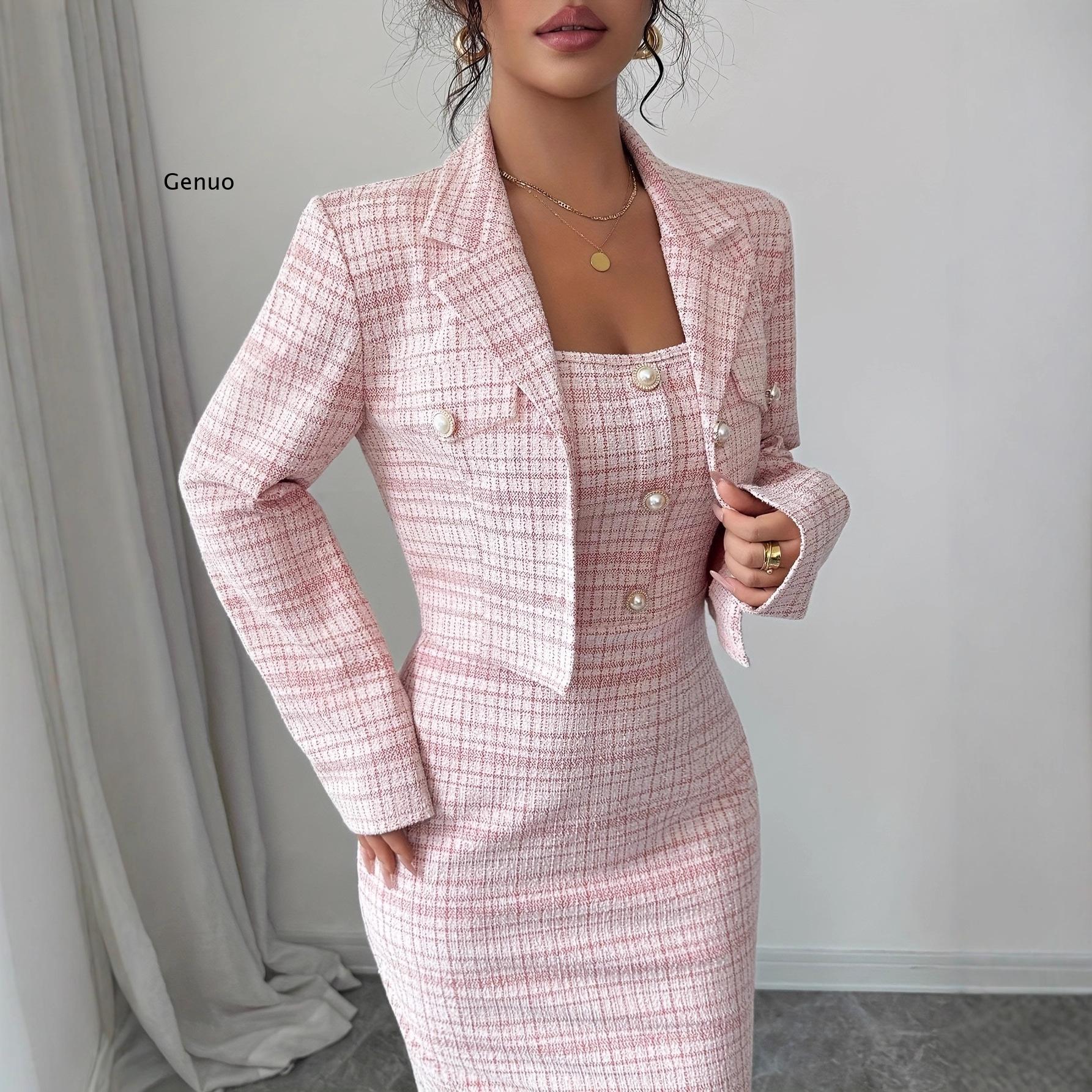 2026 Yeni Kadın Zarif Tüvit İk - Tweed Two Piece Blazer Dress incelemesi ve fiyatı