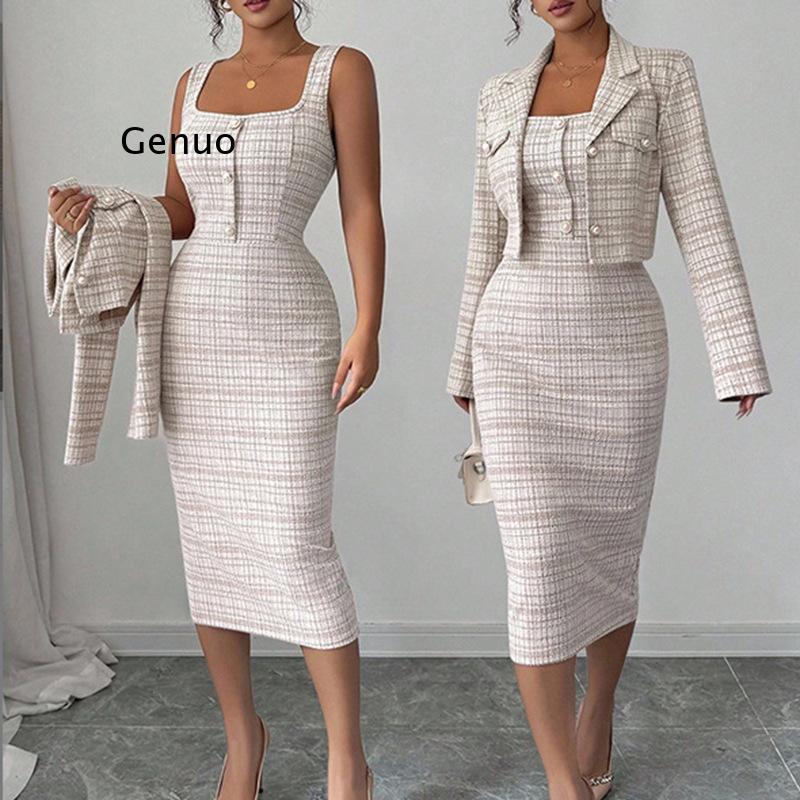 2026 Yeni Kadın Zarif Tüvit İk - Tweed Two Piece Blazer Dress incelemesi ve fiyatı