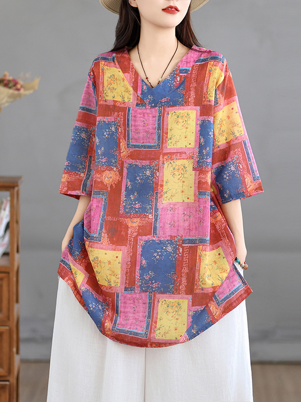 Günlük Keten Baskılı Üst Vinta - Casual Loose Linen Shirt Dress incelemesi ve fiyatı