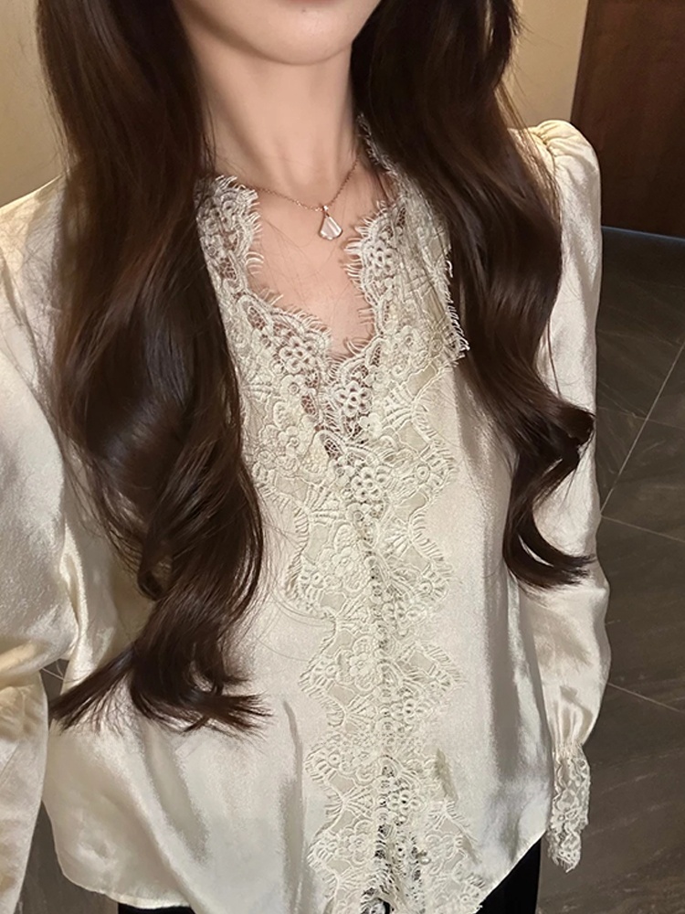 XZY Şık Dantel Patchwork Ipek  - Korean Style A Line Shirt Dress incelemesi ve fiyatı