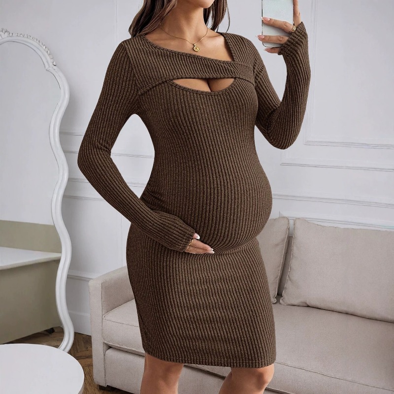Hamile Kadınlar İçin Uzun Koll - Bodycon Long Sleeve Ribbed Dress incelemesi ve fiyatı