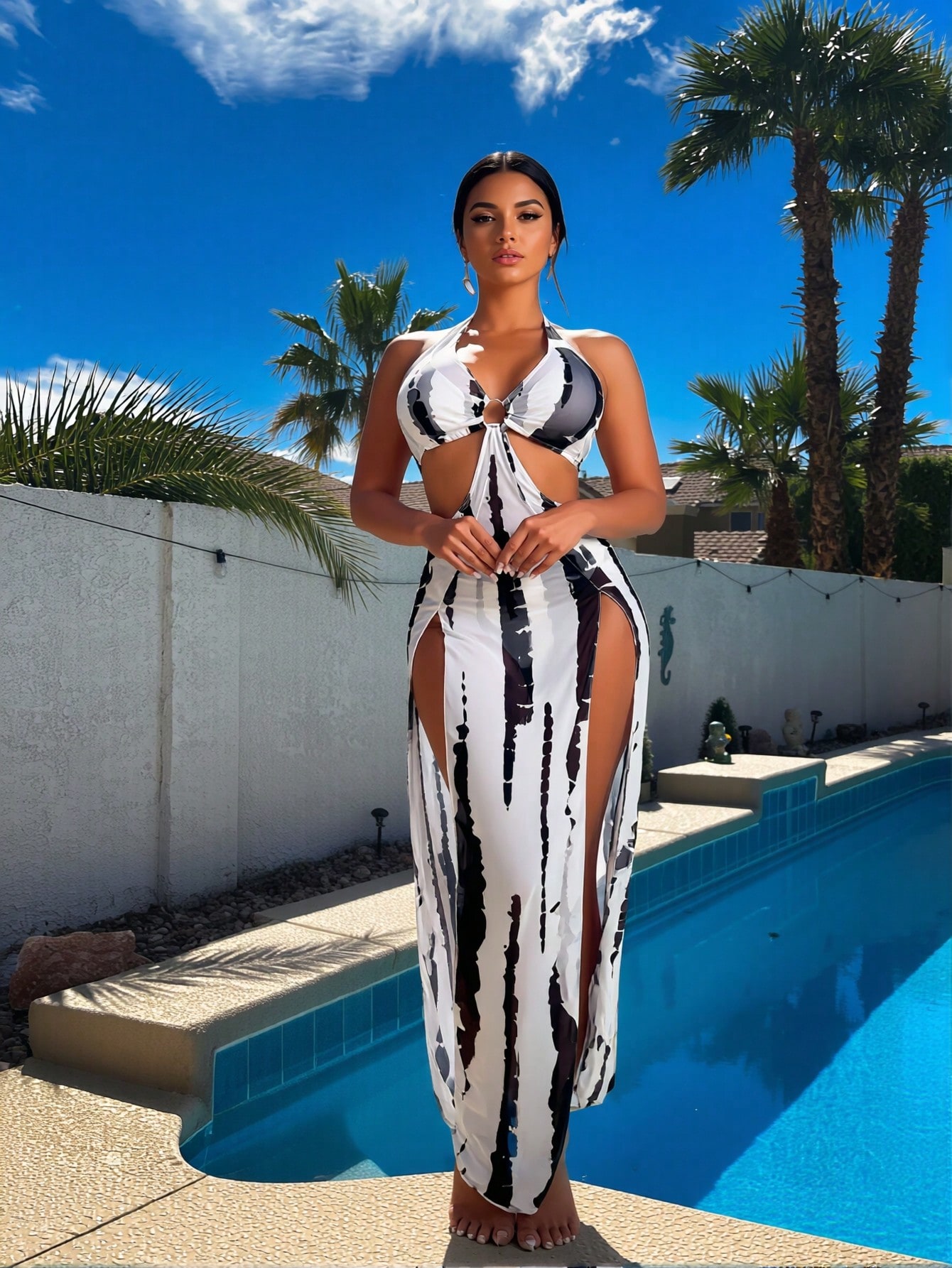 Yeni Siyah Beyaz Tie Dye 3 Par - Dresses incelemesi ve fiyatı
