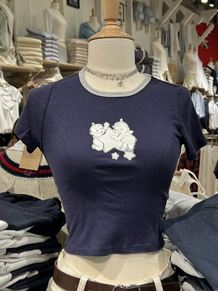 Melek bebek grafik dar kesim t - Y2K Graphic Baby Tee Crop incelemesi ve fiyatı