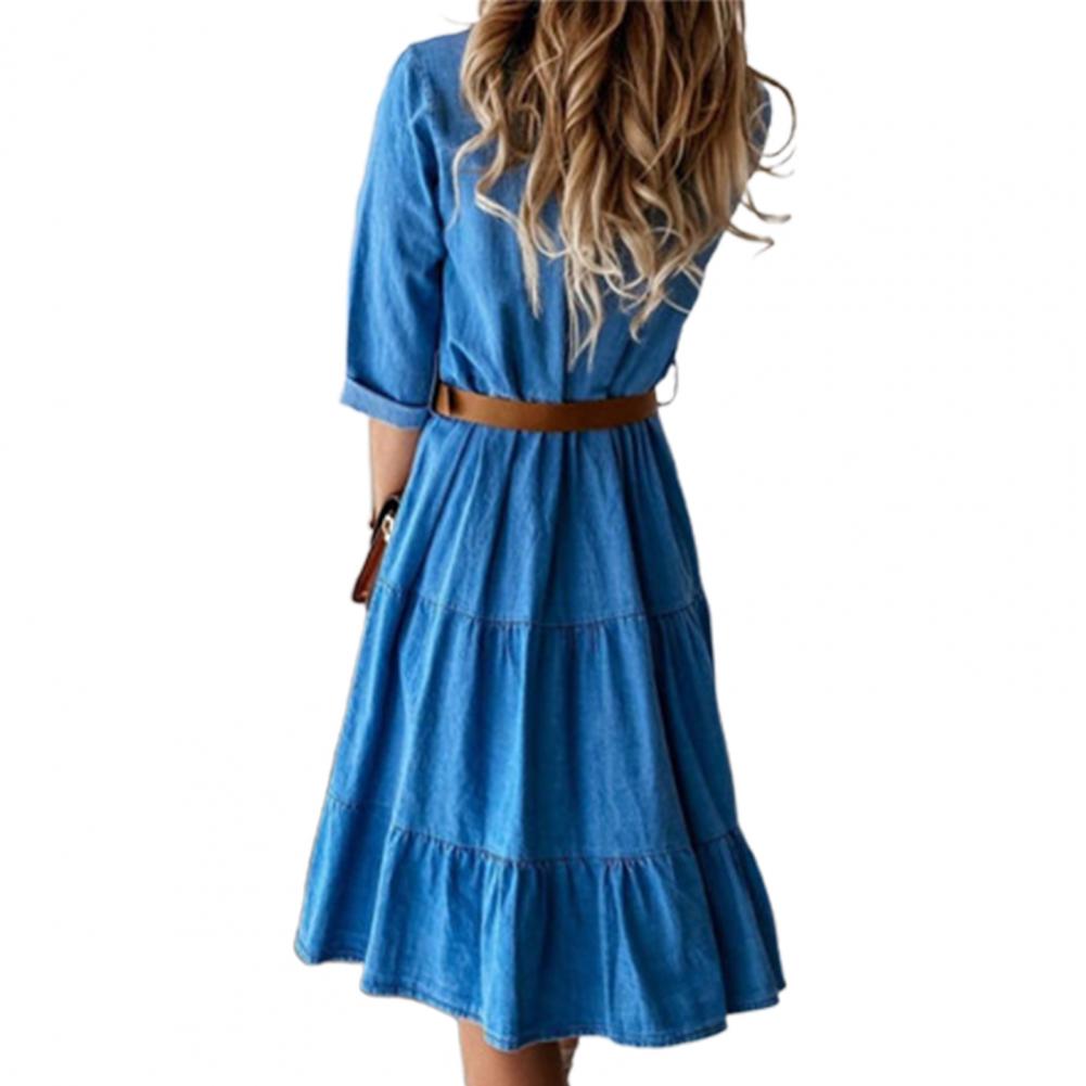 Kot Elbise Üç Çeyrek Kol Kemer - French Vintage Floral Midi Dress incelemesi ve fiyatı